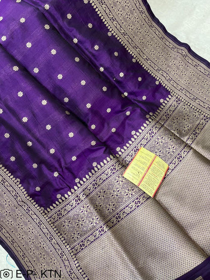 Pure Handloom Katan Cutwork Banarasi Saree