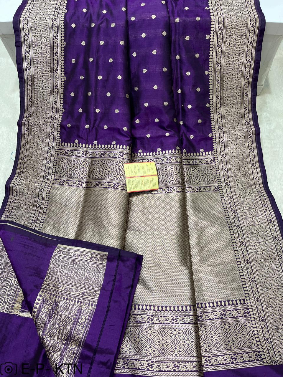 Pure Handloom Katan Cutwork Banarasi Saree