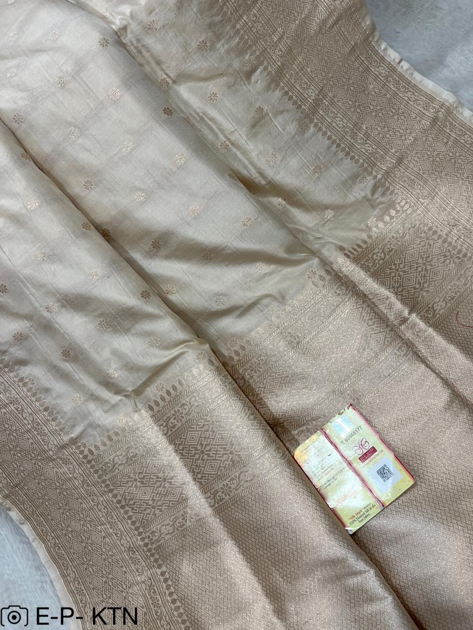 Pure Handloom Katan Cutwork Banarasi Saree