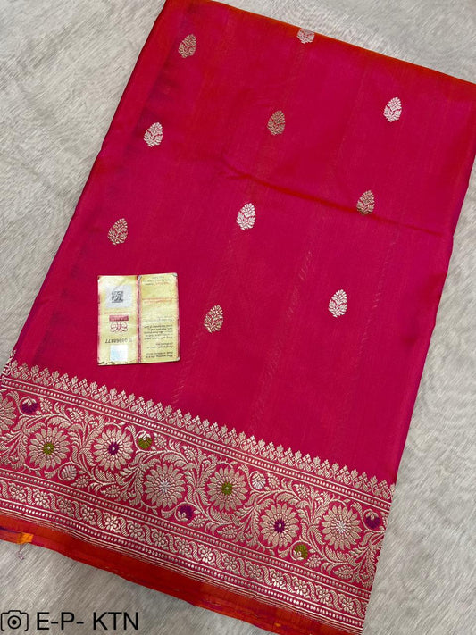 Banarasi Pure Handwoven Kadhua Meenakaari Katan Silk Wedding Saree