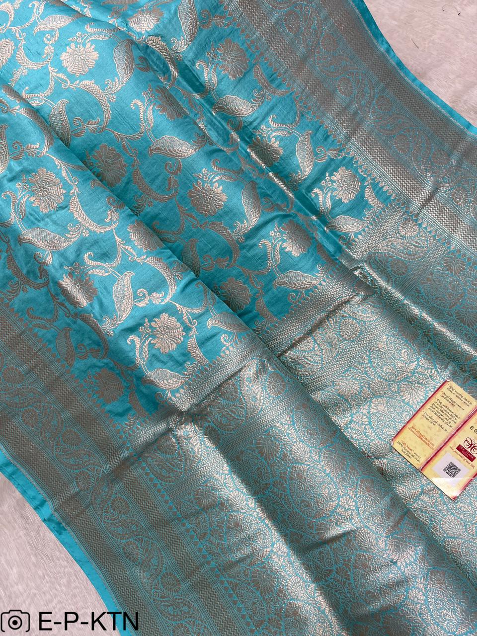 Pure Handloom Katan Cutwork Elegant Banarasi Saree