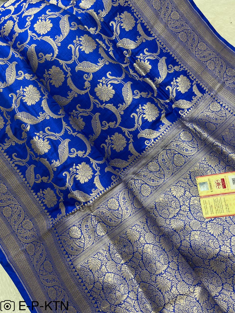 Pure Handloom Katan Cutwork Elegant Banarasi Saree