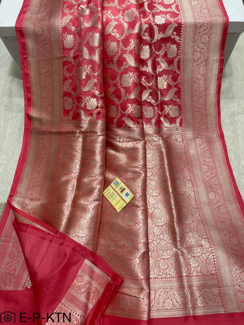 Pure Handloom Katan Cutwork Elegant Banarasi Saree