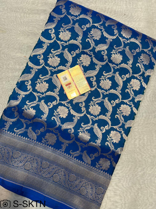 Pure Handloom Katan Cutwork Elegant Banarasi Saree