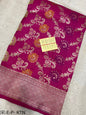 Rani pink Handwoven Pure Katan Meenakari Banarasi Saree