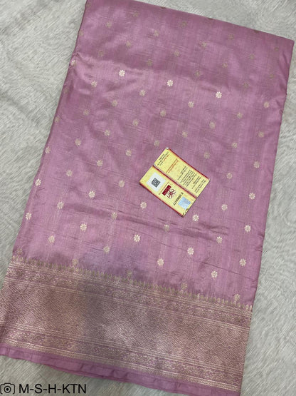 Pure Elegant Handwoven Katan Cutwork Banarasi Saree