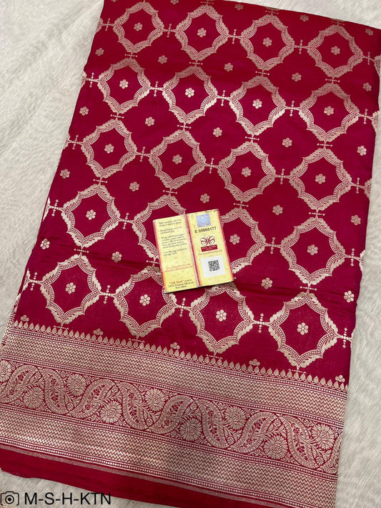 Pure Elegant Handwoven Katan Cutwork Banarasi Saree