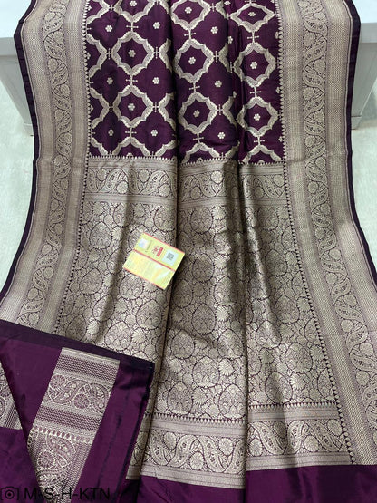 Pure Elegant Handwoven Katan Cutwork Banarasi Saree