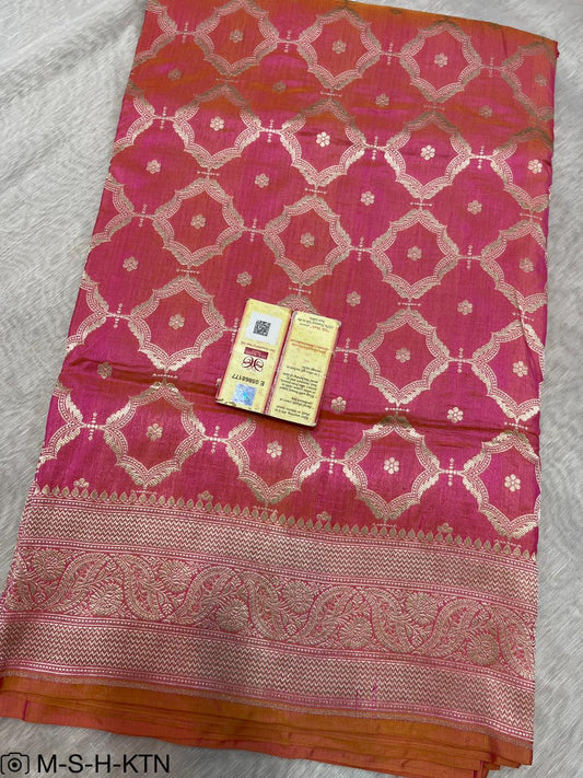 Pure Elegant Handwoven Katan Cutwork Banarasi Saree