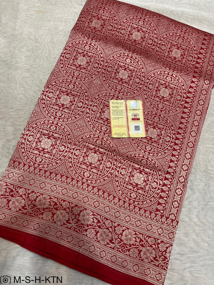 Red Banarasi Pure Handwoven Katan Brocade Saree