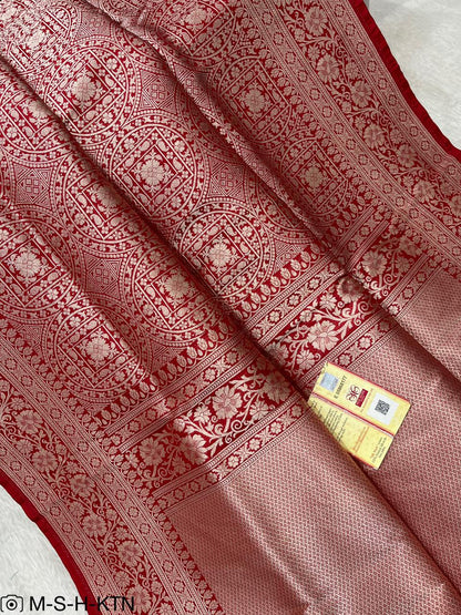 Red Banarasi Pure Handwoven Katan Brocade Saree