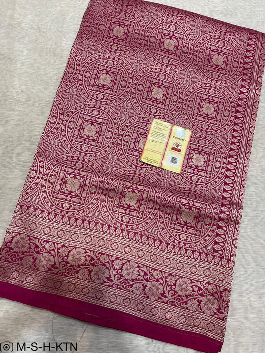 Rani pink Banarasi Pure Handwoven Katan Brocade Saree