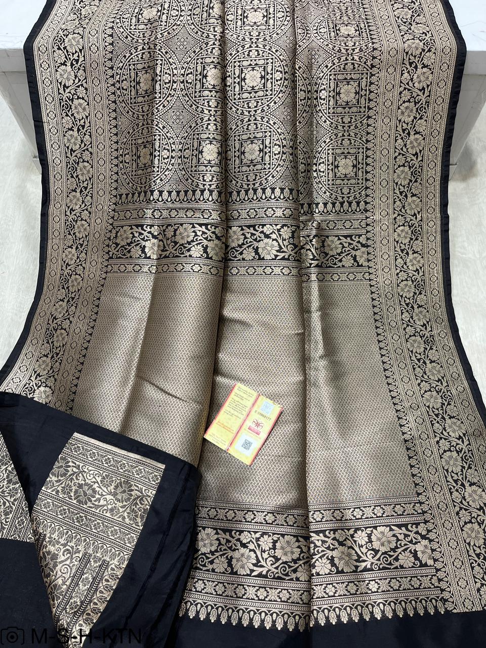 Black Banarasi Pure Handwoven Katan Brocade Saree