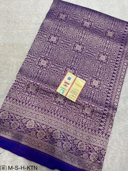 Blue Banarasi Pure Handwoven Katan Brocade Saree