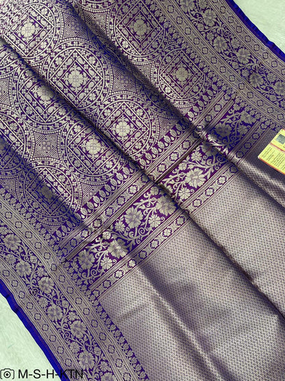 Blue Banarasi Pure Handwoven Katan Brocade Saree