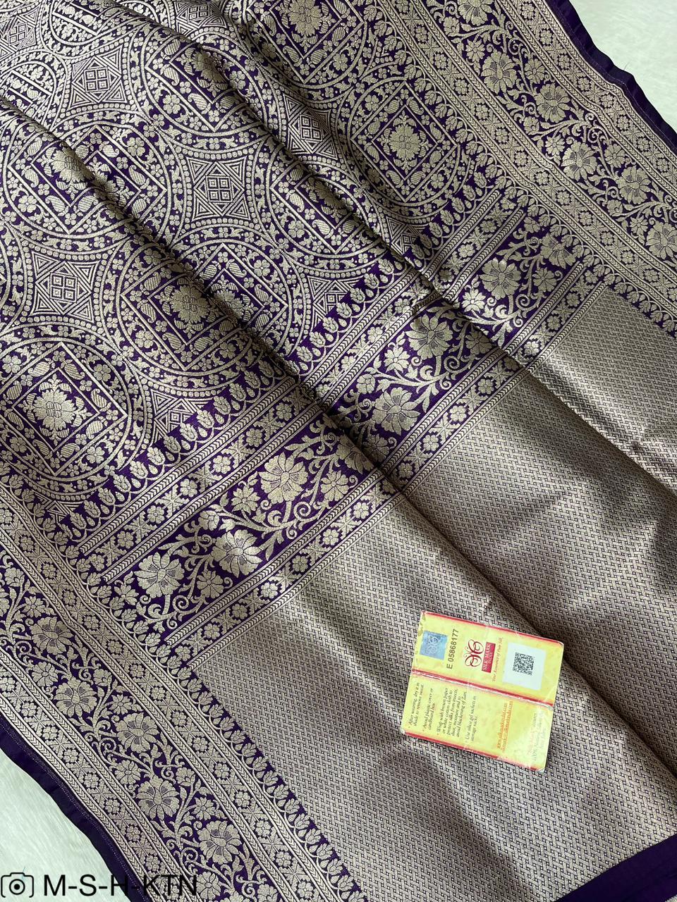 Purple Banarasi Pure Handwoven Katan Brocade Saree