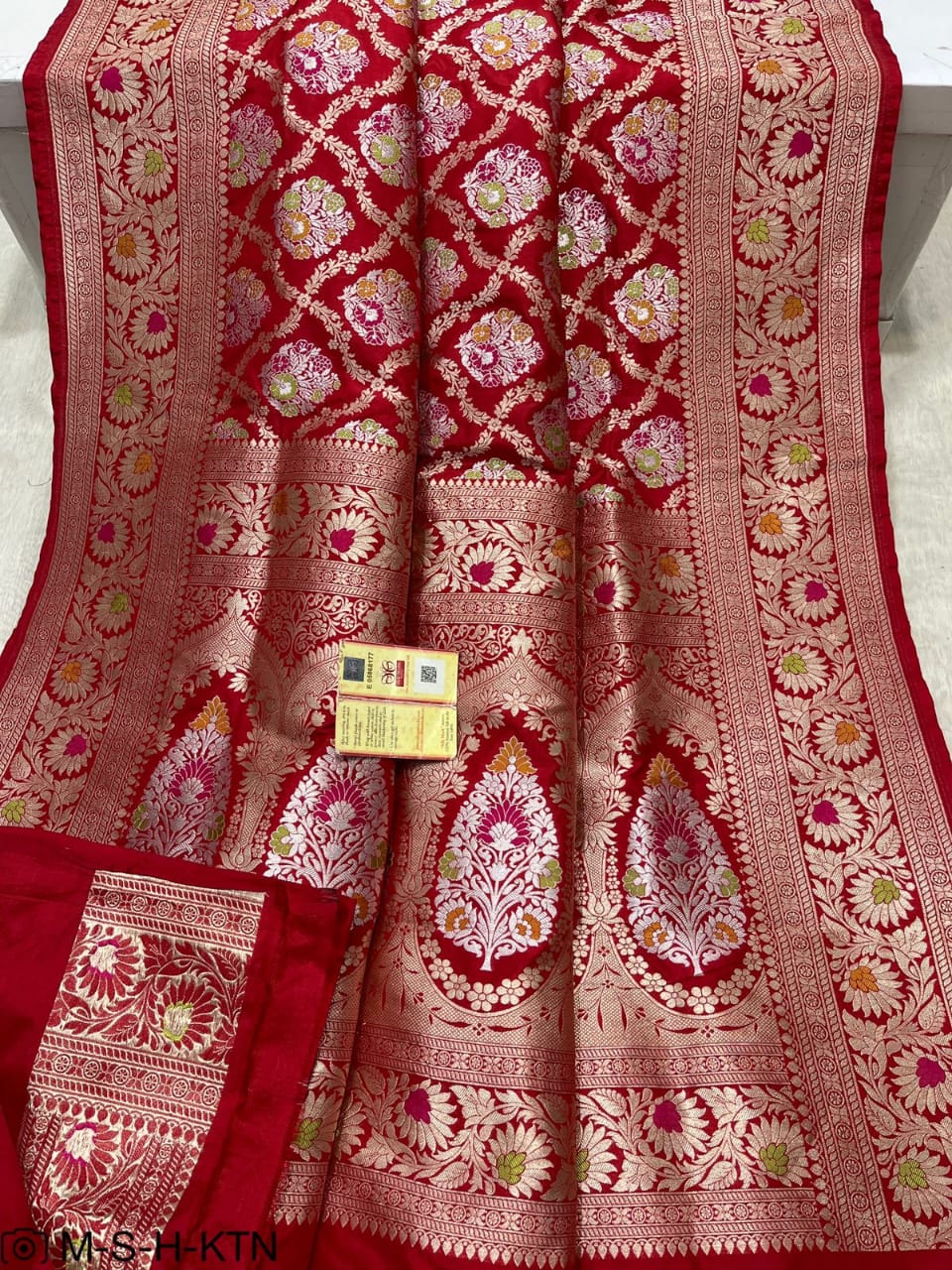 Red Handwoven Pure Katan Meenakari Banarasi Saree