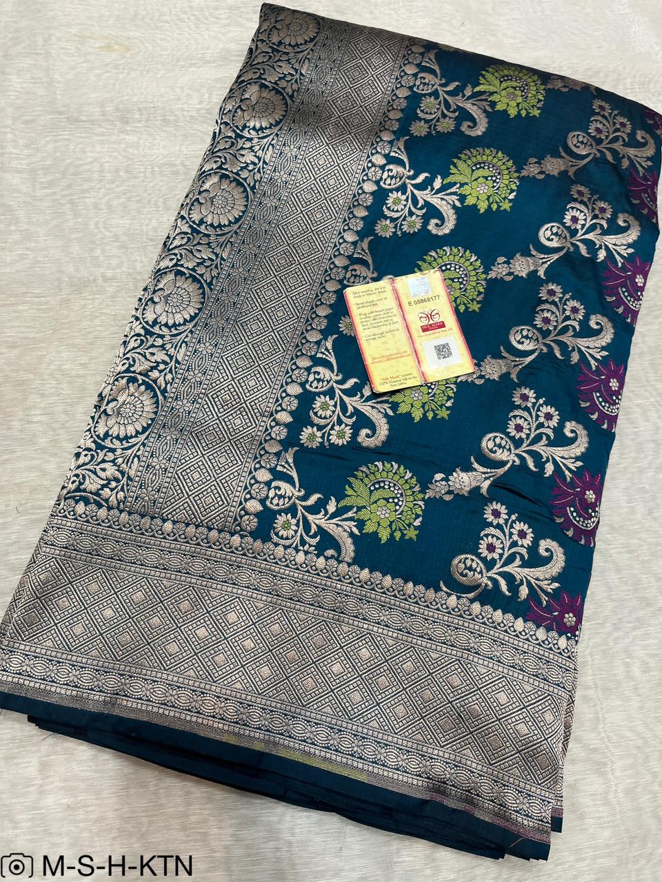 Saffire Handwoven Pure Katan Meenakari Banarasi Saree