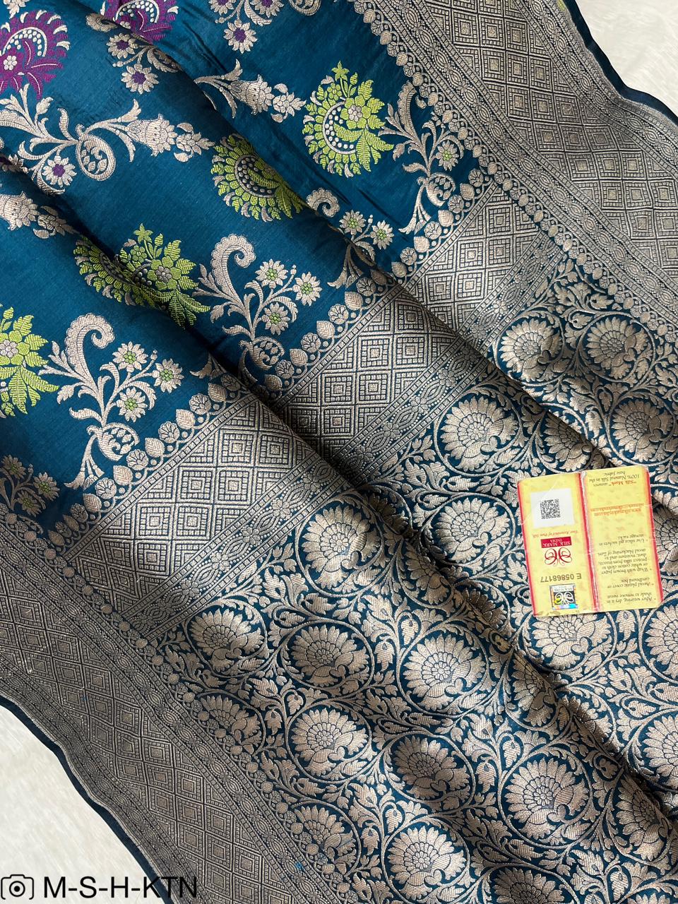 Saffire Handwoven Pure Katan Meenakari Banarasi Saree