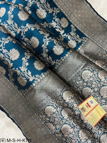 Saffire Pure Handloom Katan Cutwork Banarasi Saree