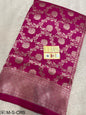 Rani Pink Pure Handloom Katan Cutwork Elegant Banarasi Saree