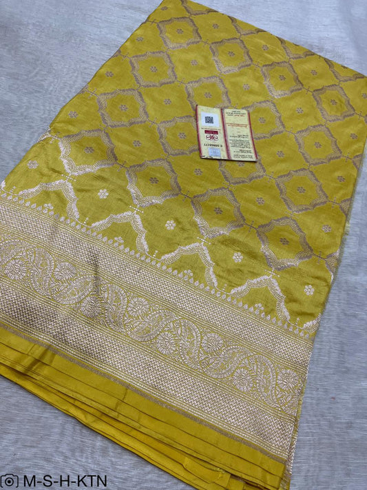 Pure Elegant Handwoven Katan Cutwork Banarasi Saree