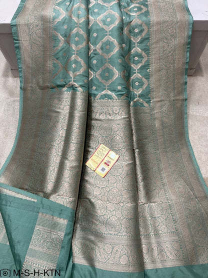 Pure Elegant Handwoven Katan Cutwork Banarasi Saree