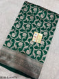 Green Pure Handwoven Katan Cutwork Banarasi Saree