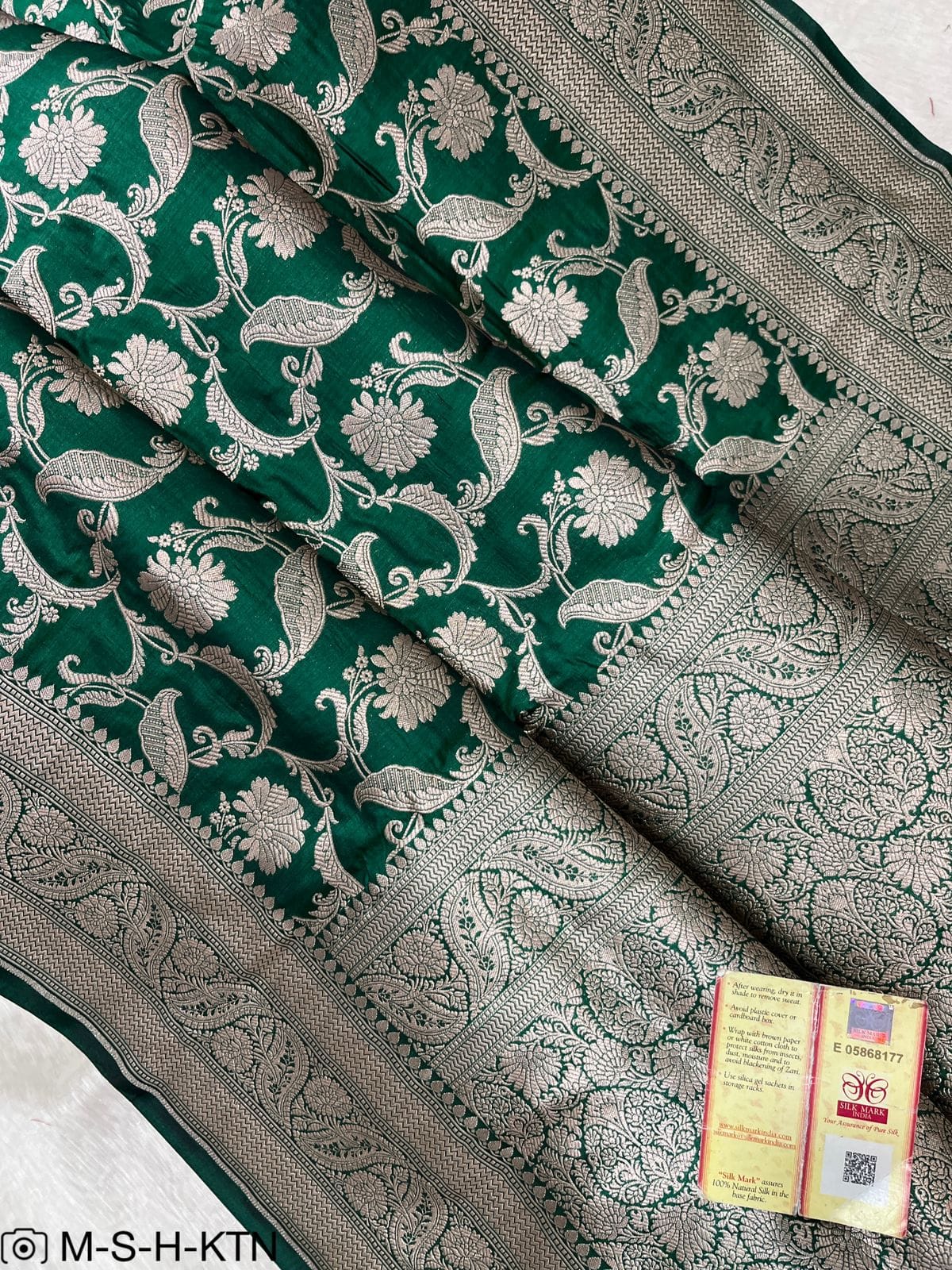 Green Pure Handwoven Katan Cutwork Banarasi Saree