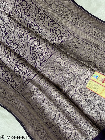 Purple Pure Banarasi Handwoven Katan Brocade Saree