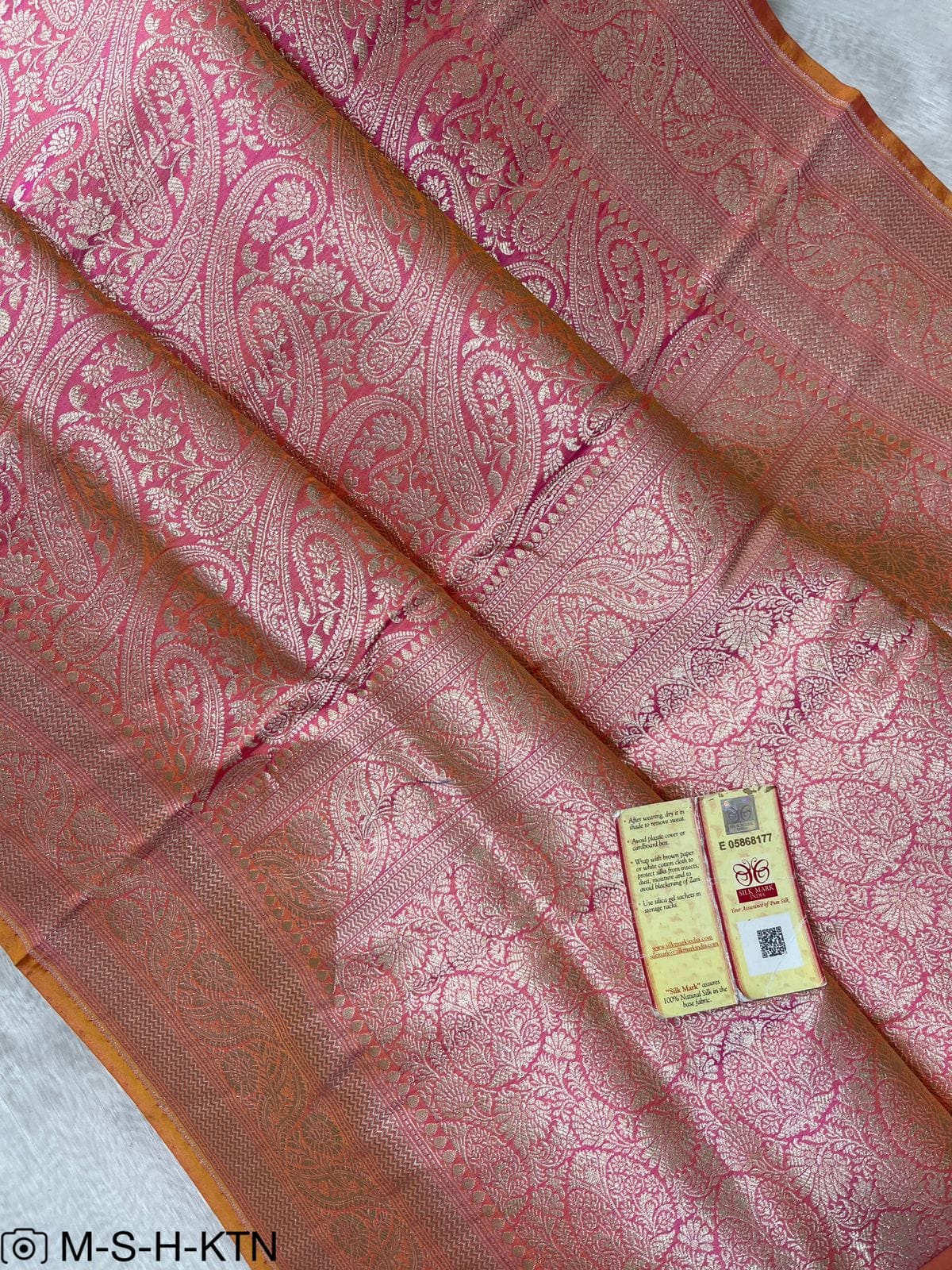 Pink Banarasi Pure Handwoven Katan Brocade Saree