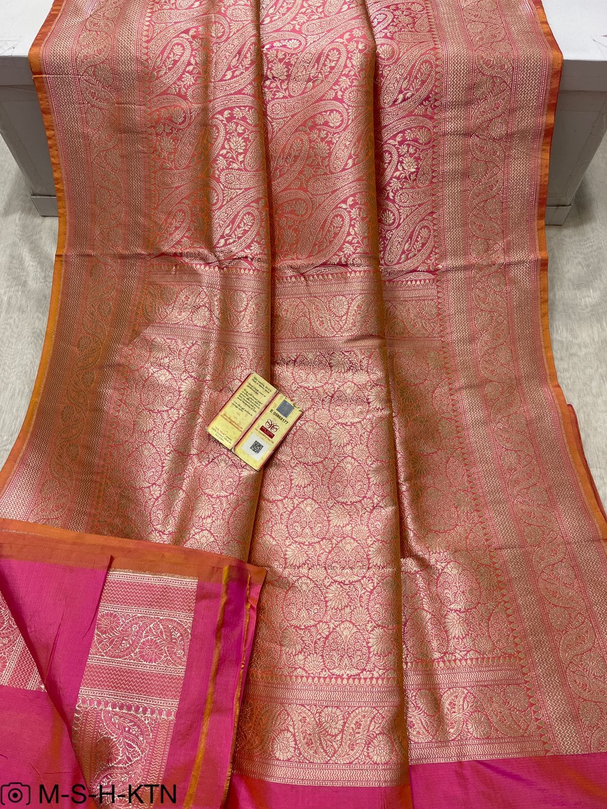 Pink Banarasi Pure Handwoven Katan Brocade Saree