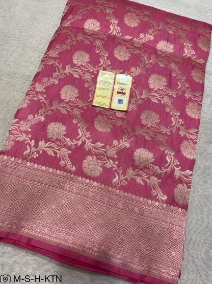 Pure Elegant Handwoven Katan Cutwork Banarasi Saree