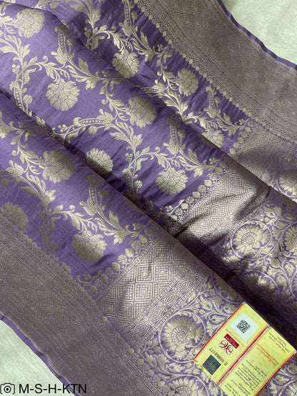 Pure Elegant Handwoven Katan Cutwork Banarasi Saree