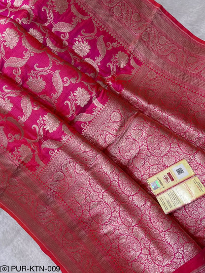 Pure Elegant Handwoven Katan Cutwork Banarasi Saree