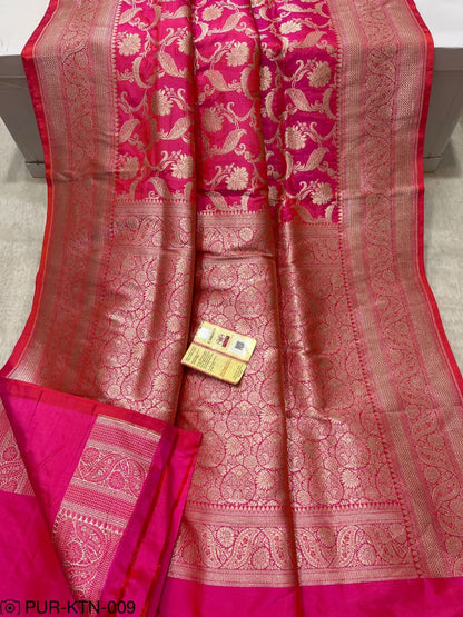 Pure Elegant Handwoven Katan Cutwork Banarasi Saree