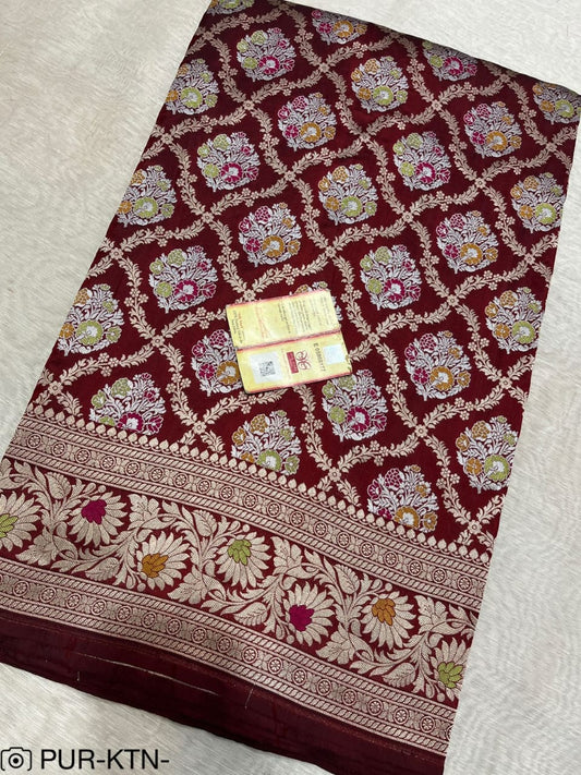 Maroon Katan Meenakari Handloom Banarasi Bridal Saree