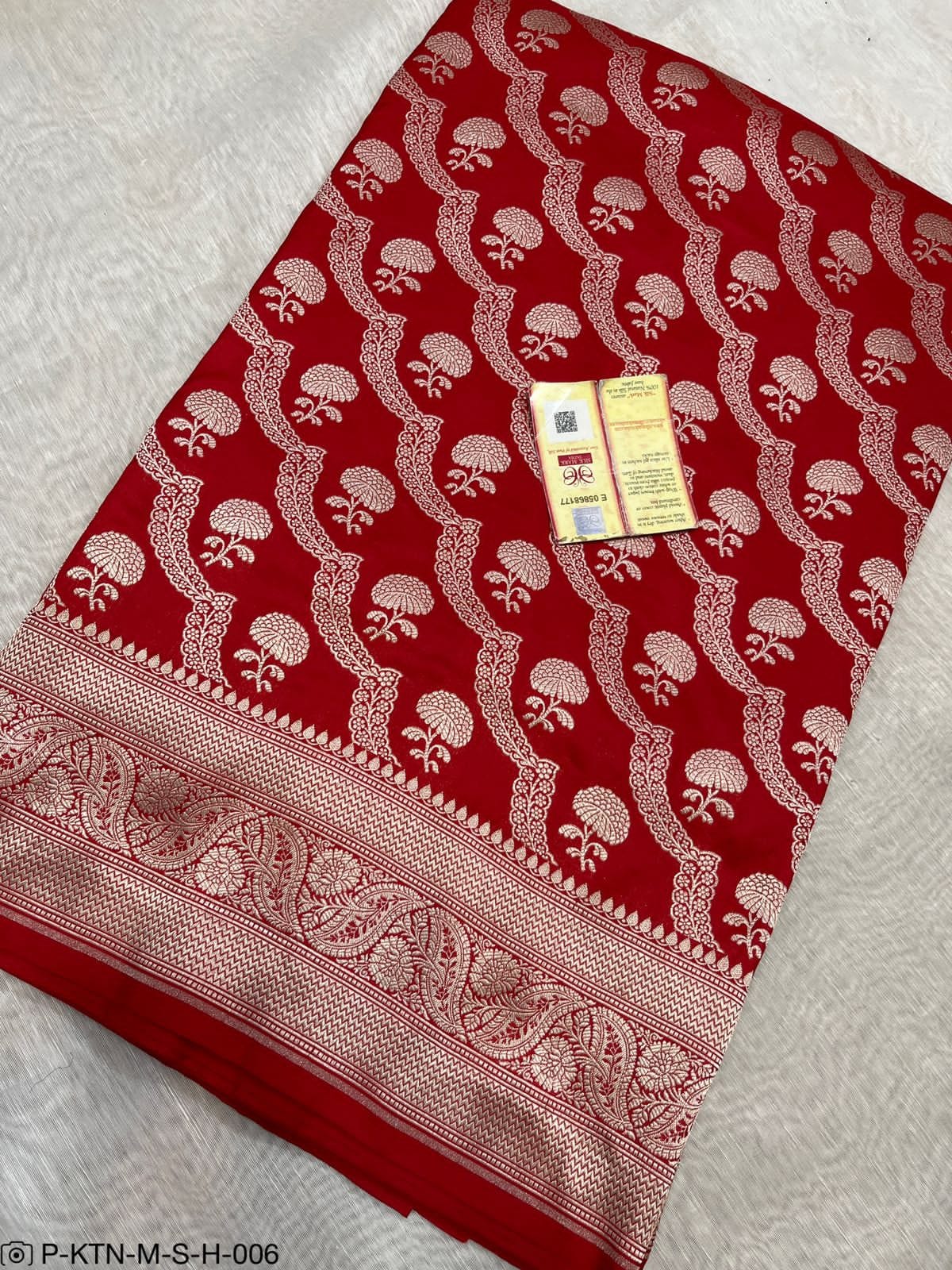 Pure Elegant Handwoven Katan Cutwork Banarasi Saree