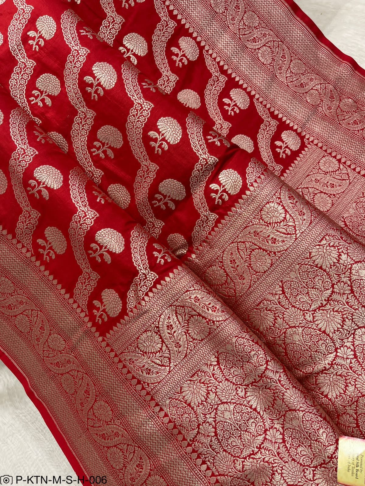 Pure Elegant Handwoven Katan Cutwork Banarasi Saree