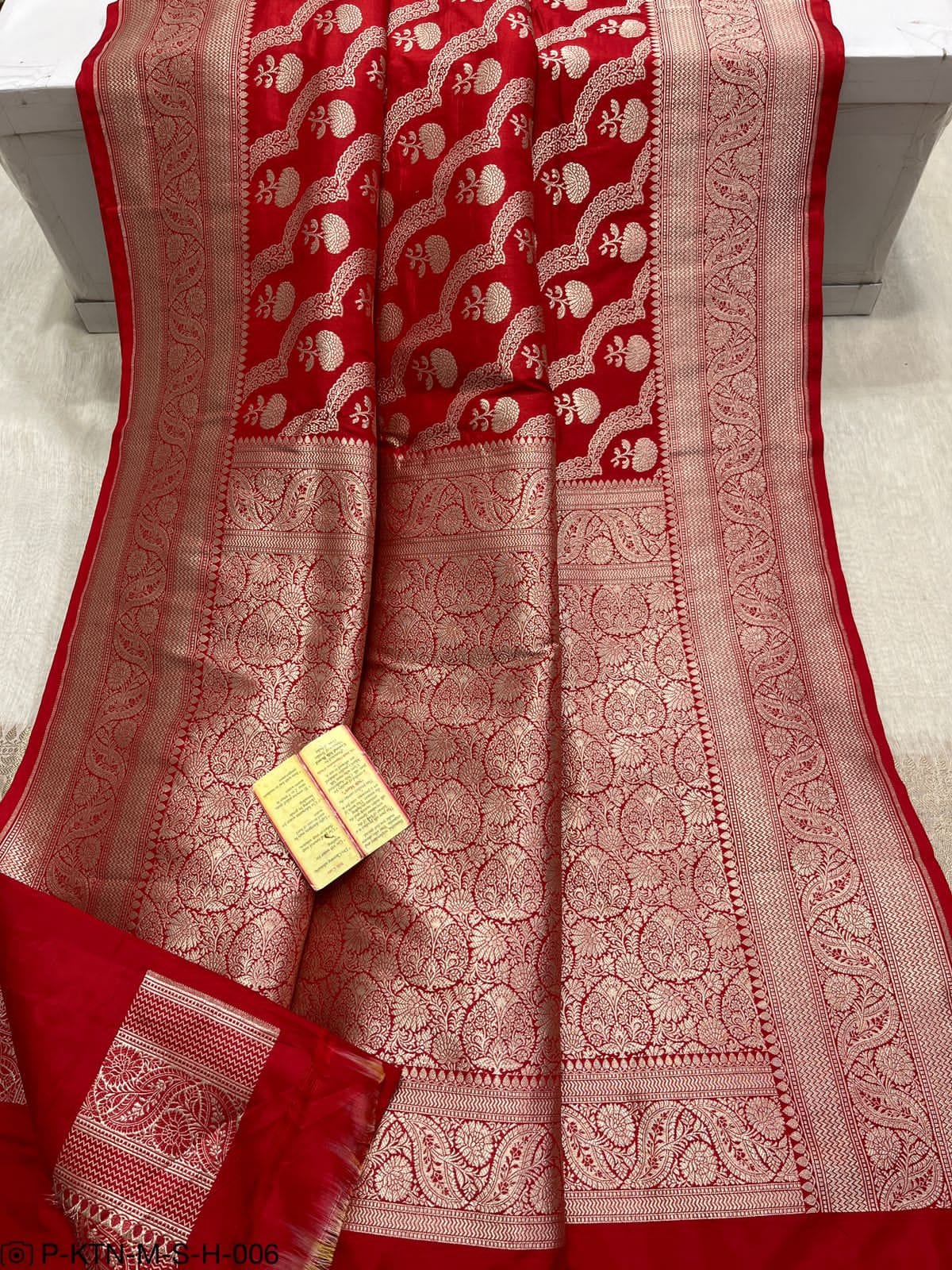 Pure Elegant Handwoven Katan Cutwork Banarasi Saree