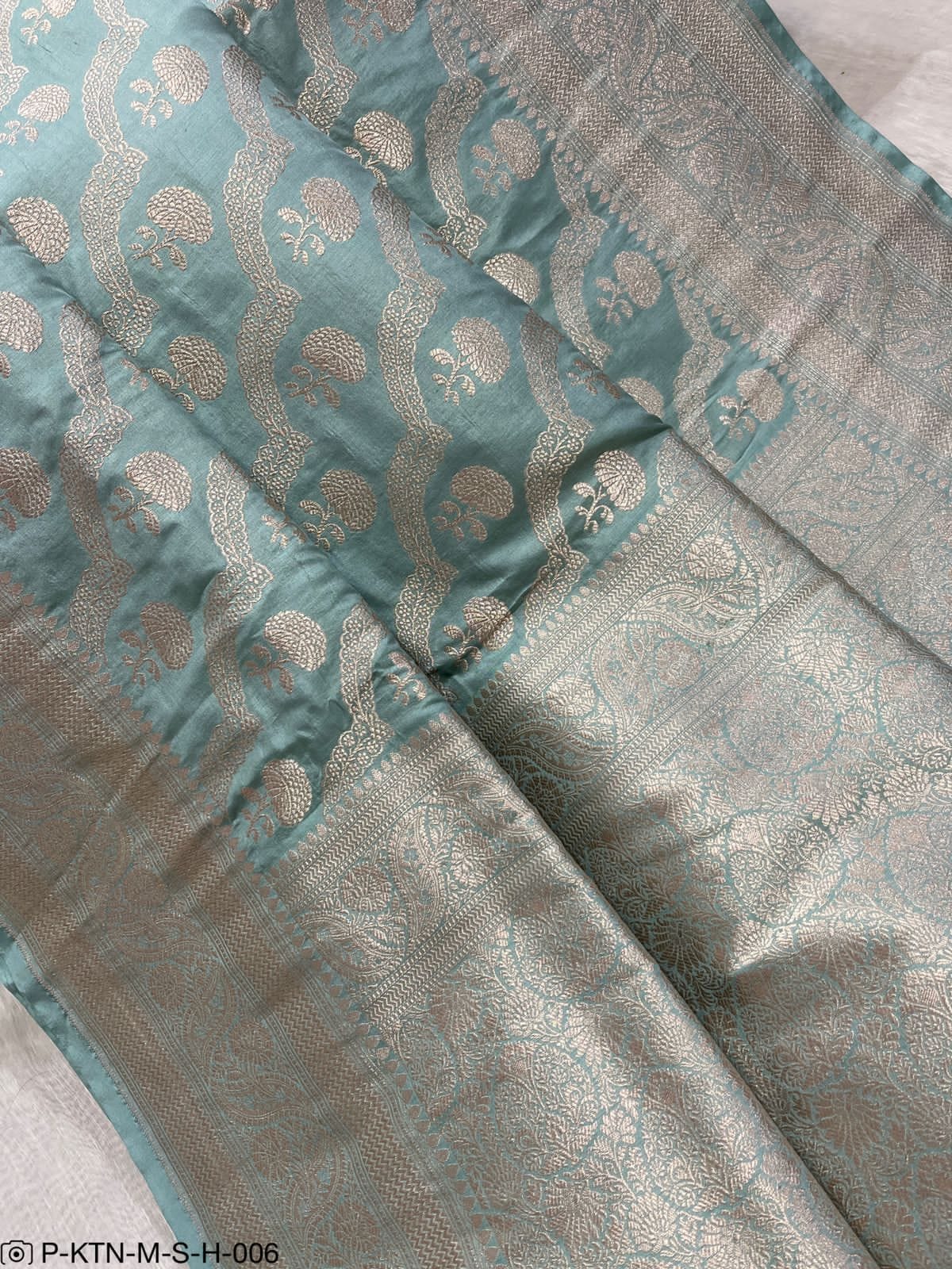 Pure Elegant Handwoven Katan Cutwork Banarasi Saree