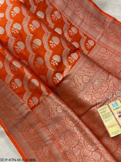 Pure Elegant Handwoven Katan Cutwork Banarasi Saree