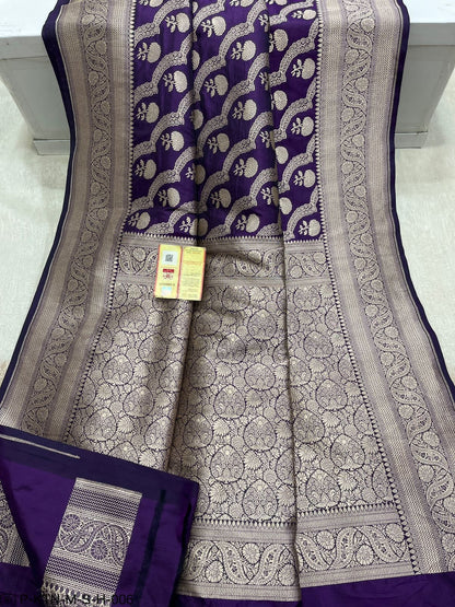 Pure Elegant Handwoven Katan Cutwork Banarasi Saree