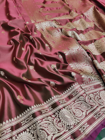 Banarasi Handwoven Satin Mashru Silk Saree