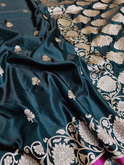 Banarasi Handwoven Satin Mashru Silk Saree