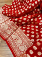 Pure Khaddi Georgette Red Banarasi Saree