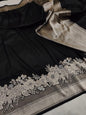Black Pure Banarasi Handwoven Kadhua Katan Silk Saree