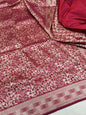 Deep Red Pure Handloom Katan Brocade Banarasi Saree