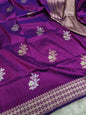 Dual Shad Purple Handwoven Vintage Pure Banarasi Silk Boota Saree