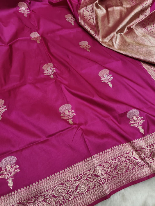 Rani Pure Katan Silk Kadhua Sona Rupa Boota Saree
